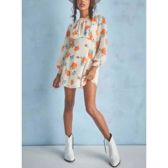 Free People Samantha Lace-up Mini Dress, Size L - Picture 1 of 12